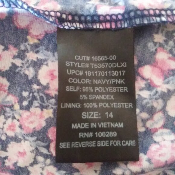 Three Pink Hearts girls size 14 navy blue multicolored floral dress - Picture 14 of 15